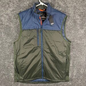Straight Down Vest Mens L Jasper Blue Green Insulated Golf Puffer Full Zip NEW